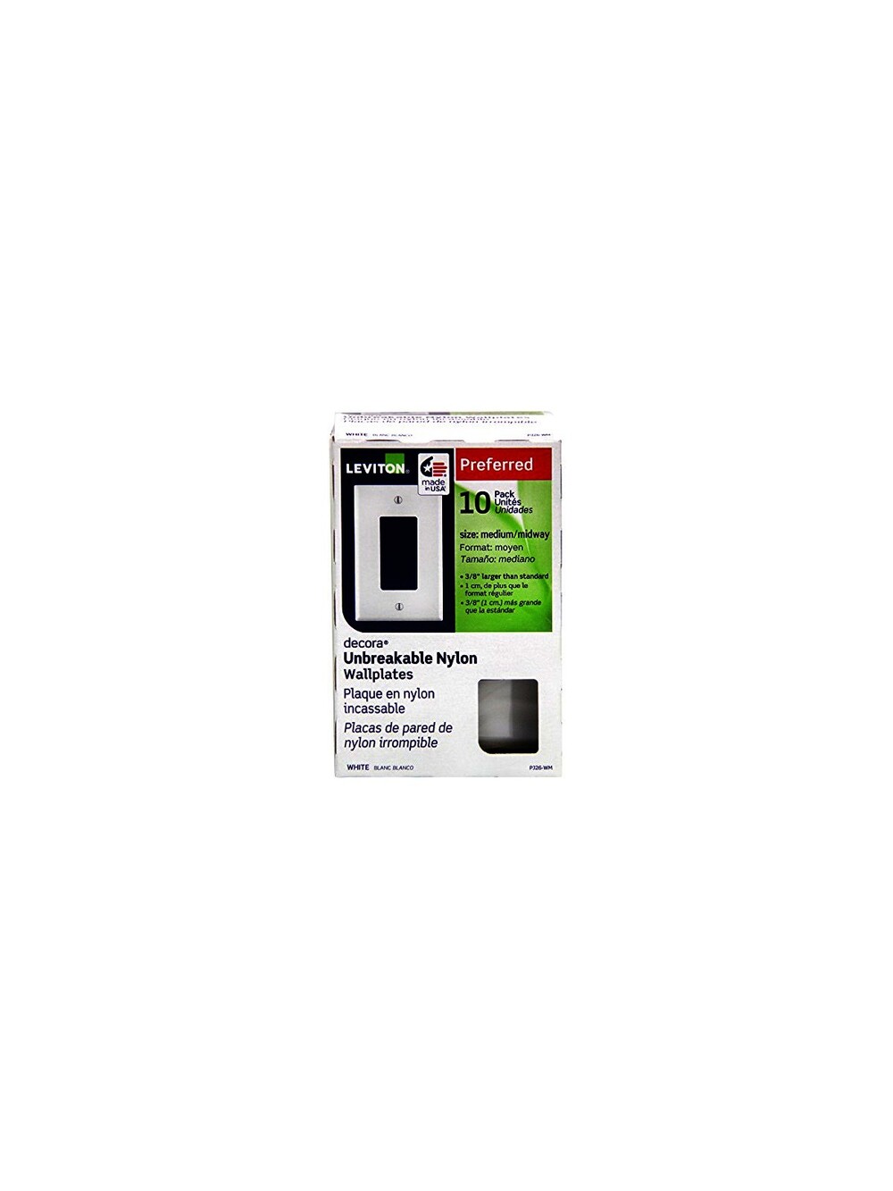 Leviton Decora Single Gang Midway Wall Plate White 10-Pack